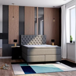 BOXSPRING-sänky, harmaa, CONTINENTAL, paksuus 72 cm, 160×200 cm/2x80x200 cm