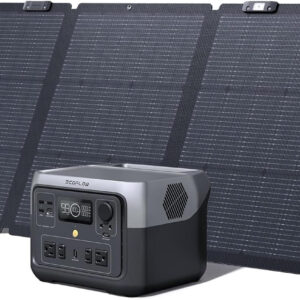 EF ECOFLOW River 2 Max 512 Wh LiFePO4 -aurinkogeneraattori, pitkäikäinen kannettava voimalaitos ja 160 W:n aurinkopaneeli kotiin, retkeilyyn ja matkailuautoihin, 100 % lataus 60 metrissä, yli 3000 lataussykliä ja jopa 1000 W:n teho