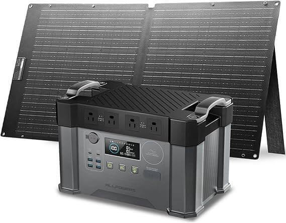 ALLPOWERS S2000 Pro -aurinkogeneraattori, 2400 W:n MPPT-kannettava voimalaitos SE100 100 W:n taitettavalla aurinkopaneelilla, varmuuskopiovirtalähde matkailuautoihin, pakettiautoihin, kotiin, ulkoleirintäalueille